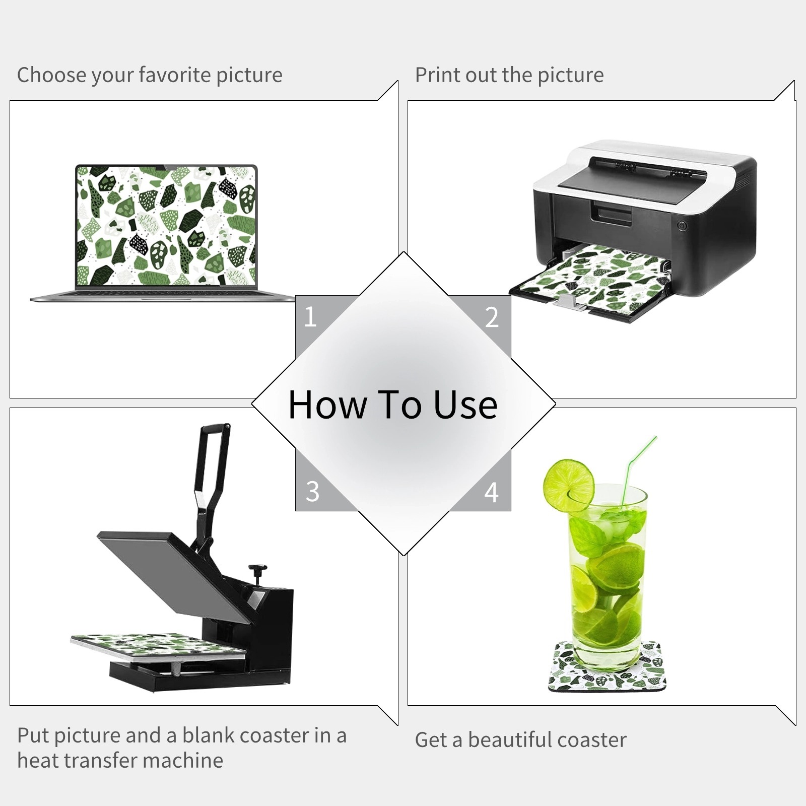 正方形の昇華コースター,熱プレス印刷,日曜大工,滑り止めカッ - Coaster Sublimation Blank のレビューと価格