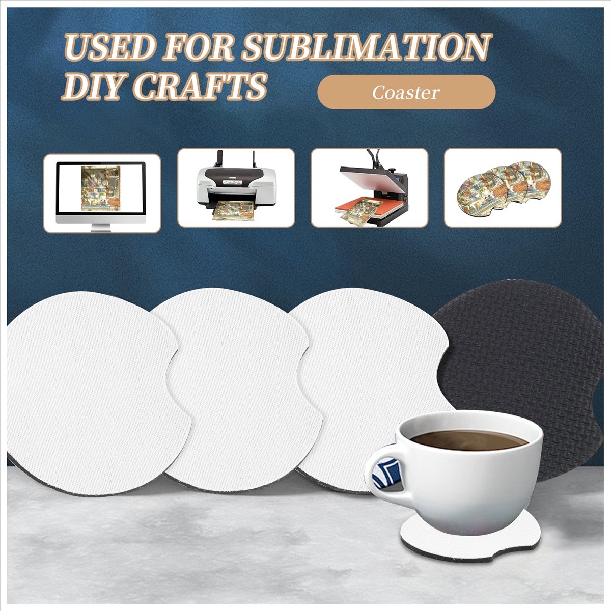 AA83 サブリメーション用ブランクカーコースター100個、 - Coaster Sublimation Blank のレビューと価格