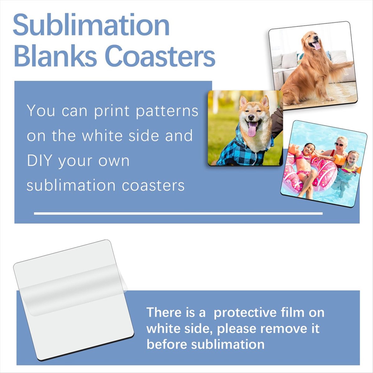ABYA 30枚入り昇華型正方形コースターブランク、コルク裏 - Coaster Sublimation Blank のレビューと価格